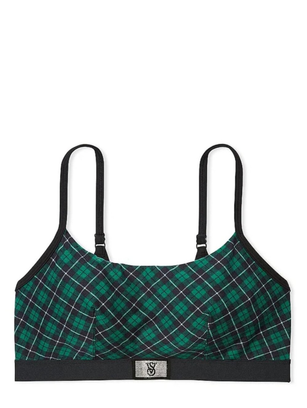 Victoria's secret shine patch cotton scoop bralette GREEN PLAID LARGE